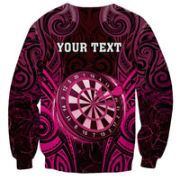 Personalised New Zealand Darts Sweatshirt Pink Dart Board Maori Pattern LT05 - Polynesian Pride