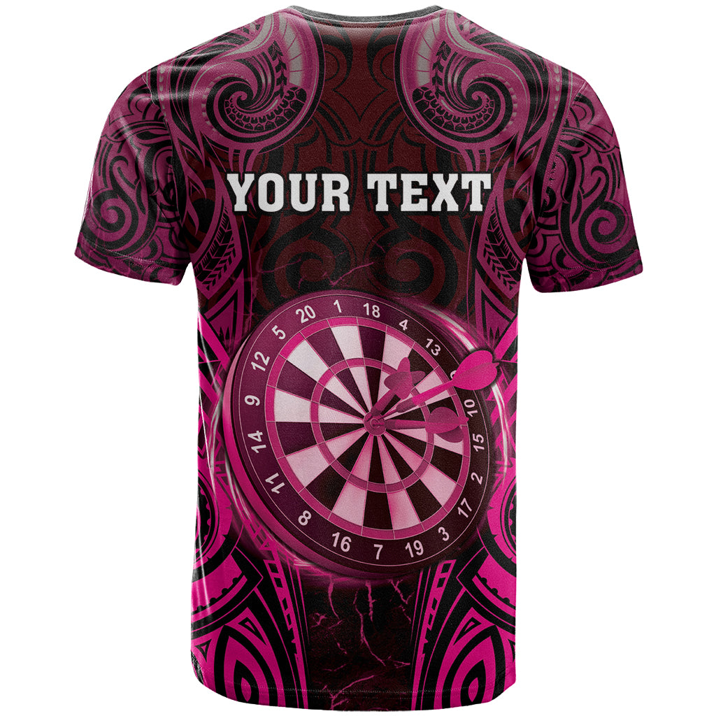 Personalised New Zealand Darts T Shirt Pink Dart Board Maori Pattern LT05 - Polynesian Pride
