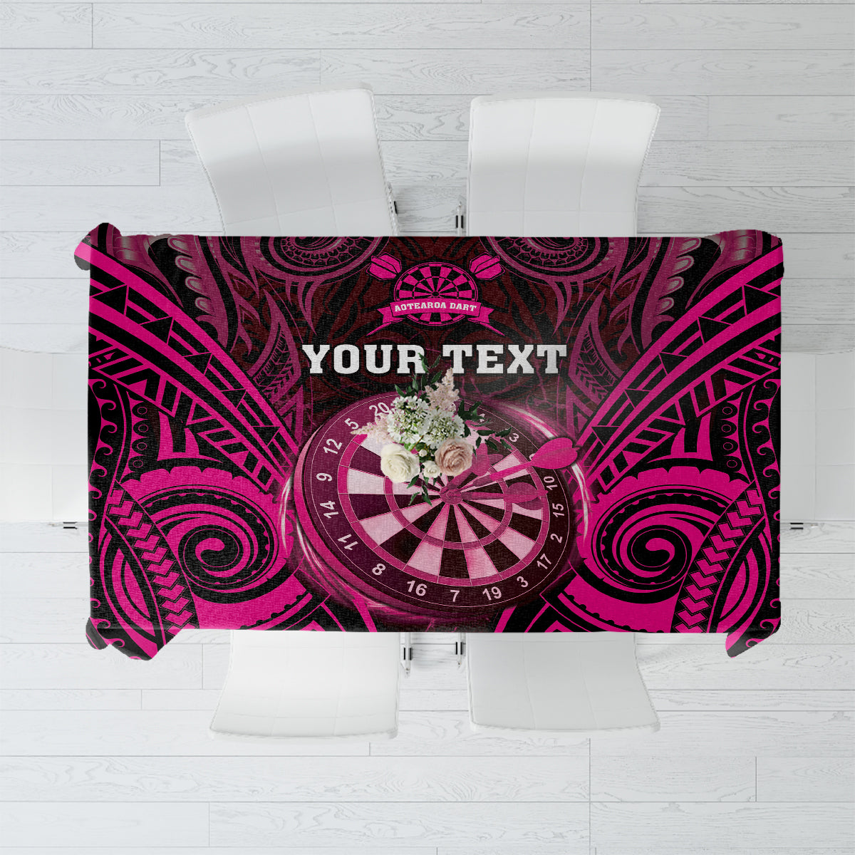 Personalised New Zealand Darts Tablecloth Pink Dart Board Maori Pattern LT05 Pink - Polynesian Pride