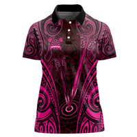 Personalised New Zealand Darts Women Polo Shirt Pink Dart Board Maori Pattern LT05 Female Pink - Polynesian Pride