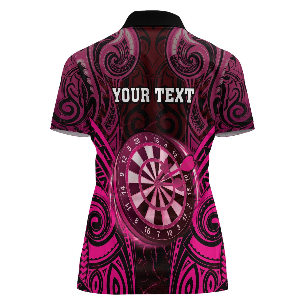 Personalised New Zealand Darts Women Polo Shirt Pink Dart Board Maori Pattern LT05 - Polynesian Pride