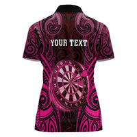Personalised New Zealand Darts Women Polo Shirt Pink Dart Board Maori Pattern LT05 - Polynesian Pride