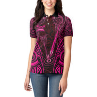 Personalised New Zealand Darts Women Polo Shirt Pink Dart Board Maori Pattern LT05 - Polynesian Pride