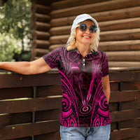 Personalised New Zealand Darts Women Polo Shirt Pink Dart Board Maori Pattern LT05 - Polynesian Pride
