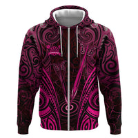 Personalised New Zealand Darts Zip Hoodie Pink Dart Board Maori Pattern LT05 Zip Hoodie Pink - Polynesian Pride