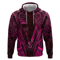 Personalised New Zealand Darts Zip Hoodie Pink Dart Board Maori Pattern LT05 Pullover Hoodie Pink - Polynesian Pride