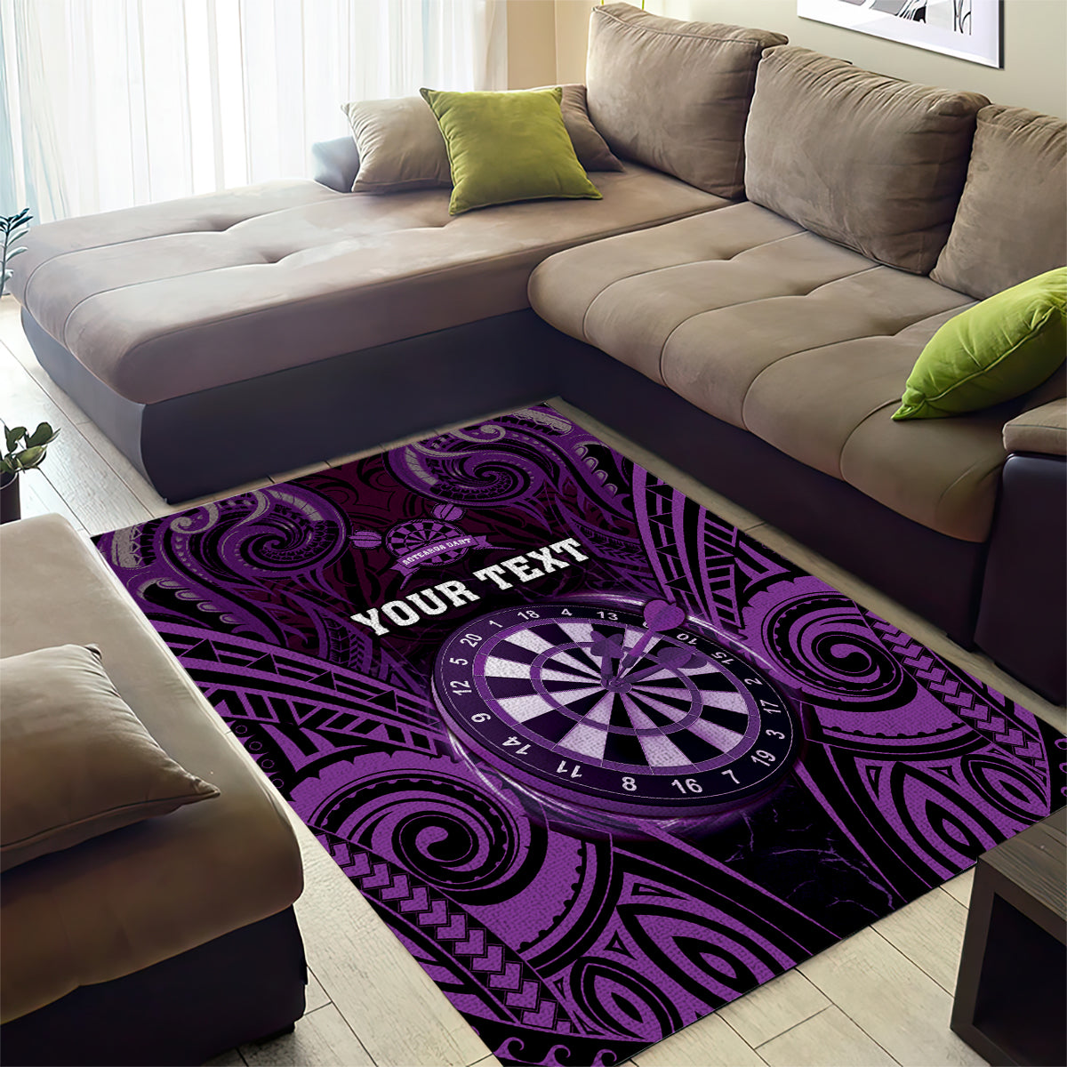Personalised New Zealand Darts Area Rug Purple Dart Board Maori Pattern LT05 - Polynesian Pride