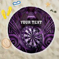 Personalised New Zealand Darts Beach Blanket Purple Dart Board Maori Pattern LT05 One Size 150cm Purple - Polynesian Pride