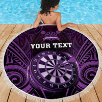 Personalised New Zealand Darts Beach Blanket Purple Dart Board Maori Pattern LT05 - Polynesian Pride
