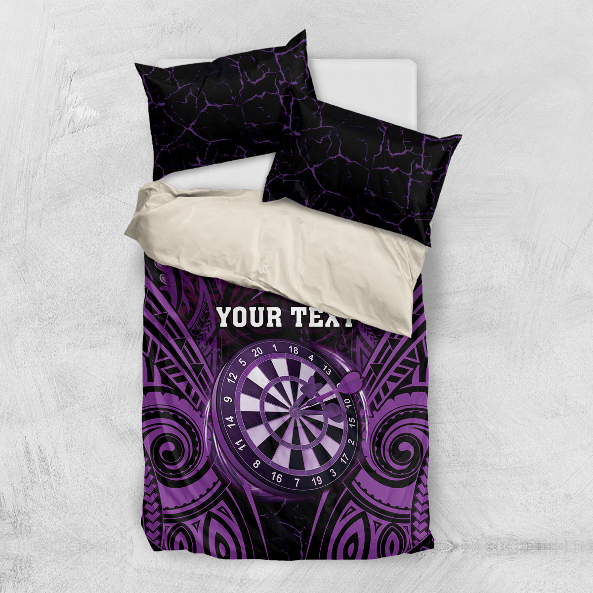Personalised New Zealand Darts Bedding Set Purple Dart Board Maori Pattern LT05 US Twin 172cm x 218cm Purple - Polynesian Pride