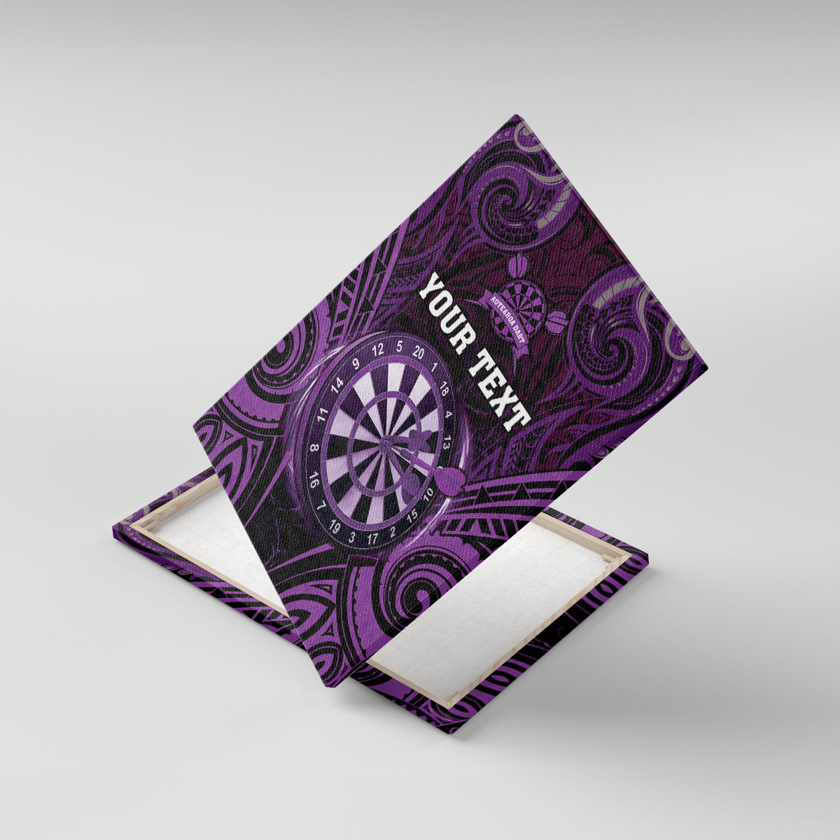 Personalised New Zealand Darts Canvas Wall Art Purple Dart Board Maori Pattern LT05 With Frame Purple - Polynesian Pride