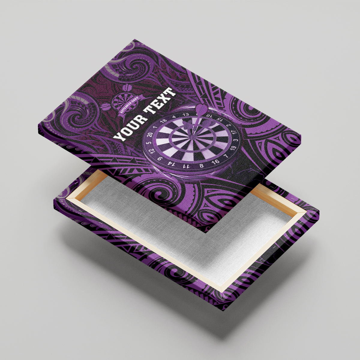 Personalised New Zealand Darts Canvas Wall Art Purple Dart Board Maori Pattern LT05 - Polynesian Pride