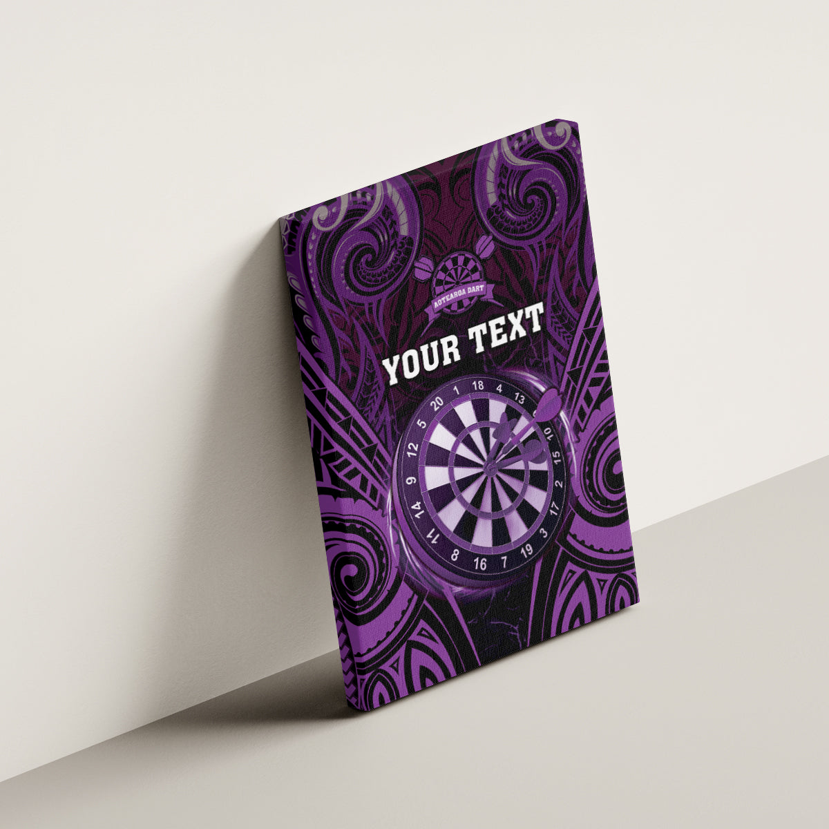 Personalised New Zealand Darts Canvas Wall Art Purple Dart Board Maori Pattern LT05 - Polynesian Pride