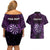 Personalised New Zealand Darts Couples Matching Off Shoulder Short Dress and Hawaiian Shirt Purple Dart Board Maori Pattern