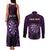 Personalised New Zealand Darts Couples Matching Tank Maxi Dress and Long Sleeve Button Shirt Purple Dart Board Maori Pattern