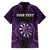 Personalised New Zealand Darts Family Matching Long Sleeve Bodycon Dress and Hawaiian Shirt Purple Dart Board Maori Pattern