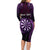 Personalised New Zealand Darts Family Matching Long Sleeve Bodycon Dress and Hawaiian Shirt Purple Dart Board Maori Pattern