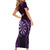 Personalised New Zealand Darts Family Matching Short Sleeve Bodycon Dress and Hawaiian Shirt Purple Dart Board Maori Pattern