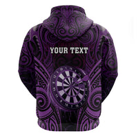 Personalised New Zealand Darts Hoodie Purple Dart Board Maori Pattern LT05 - Polynesian Pride