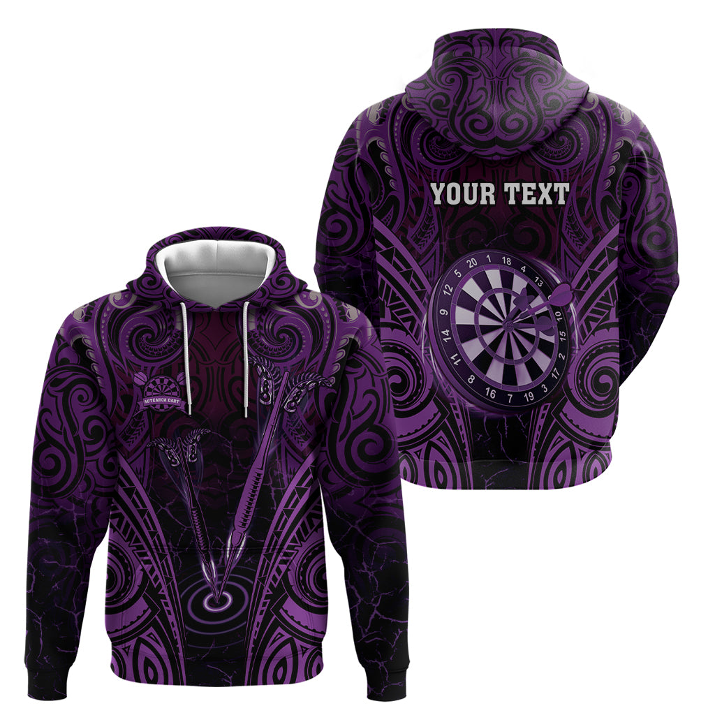 Personalised New Zealand Darts Hoodie Purple Dart Board Maori Pattern LT05 - Polynesian Pride