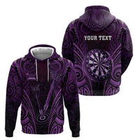 Personalised New Zealand Darts Hoodie Purple Dart Board Maori Pattern LT05 - Polynesian Pride
