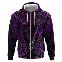 Personalised New Zealand Darts Hoodie Purple Dart Board Maori Pattern LT05 Zip Hoodie Purple - Polynesian Pride