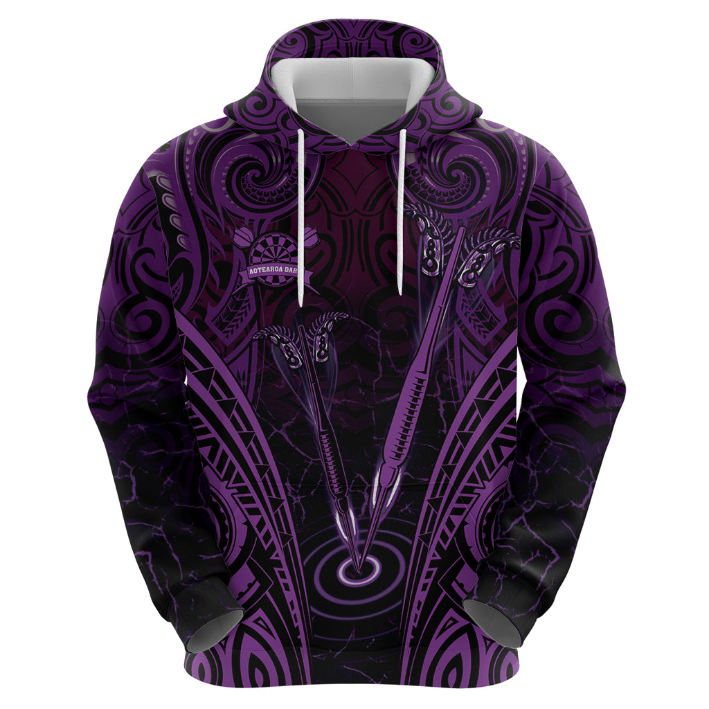 Personalised New Zealand Darts Hoodie Purple Dart Board Maori Pattern LT05 - Polynesian Pride