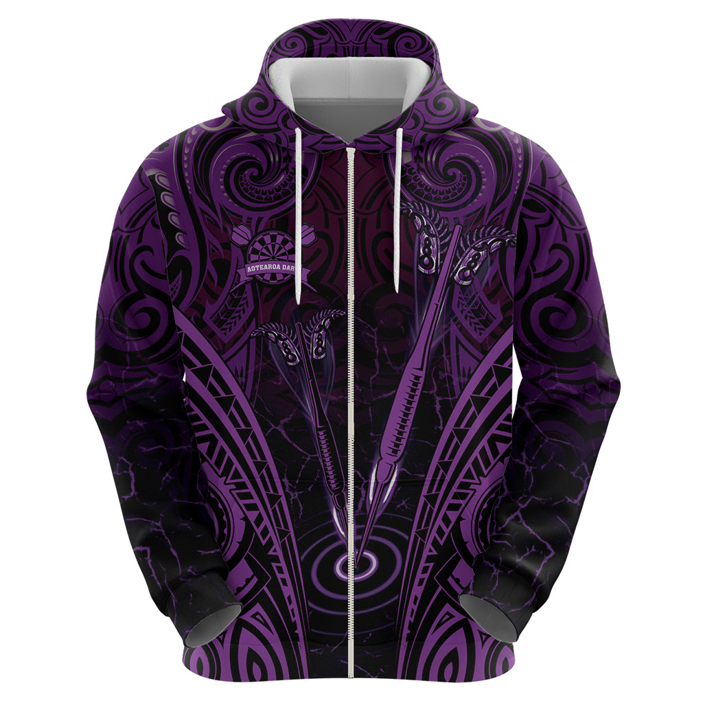 Personalised New Zealand Darts Hoodie Purple Dart Board Maori Pattern LT05 - Polynesian Pride