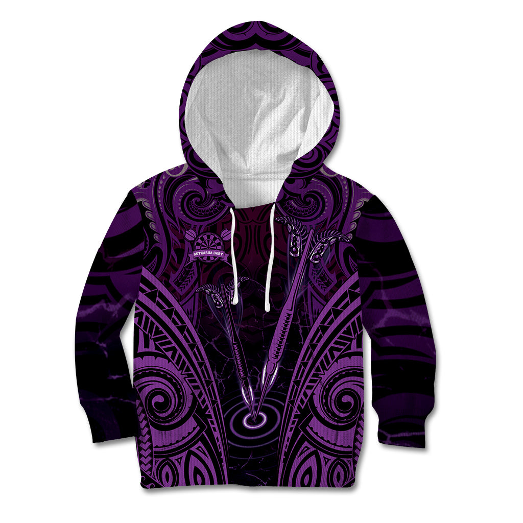 Personalised New Zealand Darts Kid Hoodie Purple Dart Board Maori Pattern LT05 Hoodie Purple - Polynesian Pride