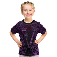 Personalised New Zealand Darts Kid T Shirt Purple Dart Board Maori Pattern LT05 Purple - Polynesian Pride