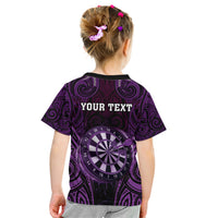 Personalised New Zealand Darts Kid T Shirt Purple Dart Board Maori Pattern LT05 - Polynesian Pride