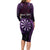 Personalised New Zealand Darts Long Sleeve Bodycon Dress Purple Dart Board Maori Pattern