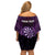 Personalised New Zealand Darts Off Shoulder Short Dress Purple Dart Board Maori Pattern