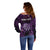 Personalised New Zealand Darts Off Shoulder Sweater Purple Dart Board Maori Pattern