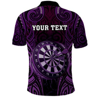 Personalised New Zealand Darts Polo Shirt Purple Dart Board Maori Pattern LT05 - Polynesian Pride