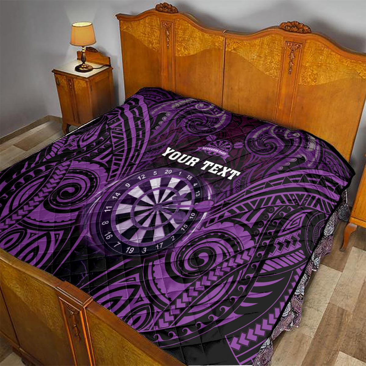 Personalised New Zealand Darts Quilt Purple Dart Board Maori Pattern LT05 - Polynesian Pride