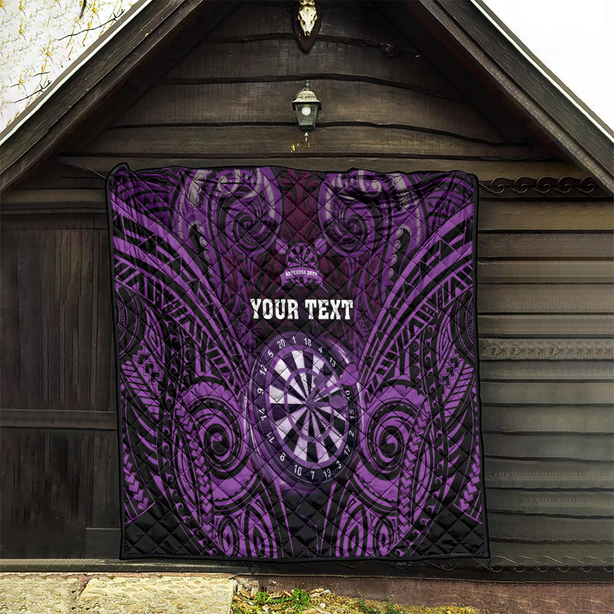 Personalised New Zealand Darts Quilt Purple Dart Board Maori Pattern LT05 - Polynesian Pride
