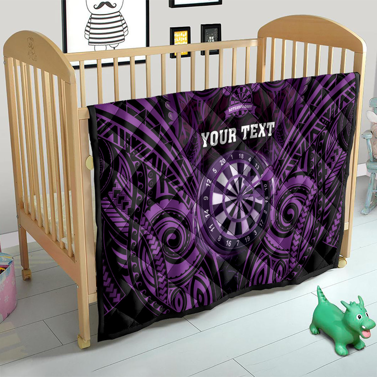 Personalised New Zealand Darts Quilt Purple Dart Board Maori Pattern LT05 - Polynesian Pride
