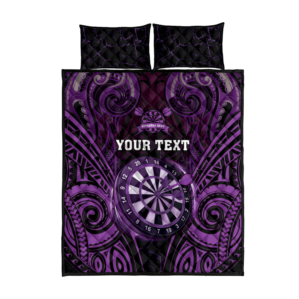 Personalised New Zealand Darts Quilt Bed Set Purple Dart Board Maori Pattern LT05 - Polynesian Pride
