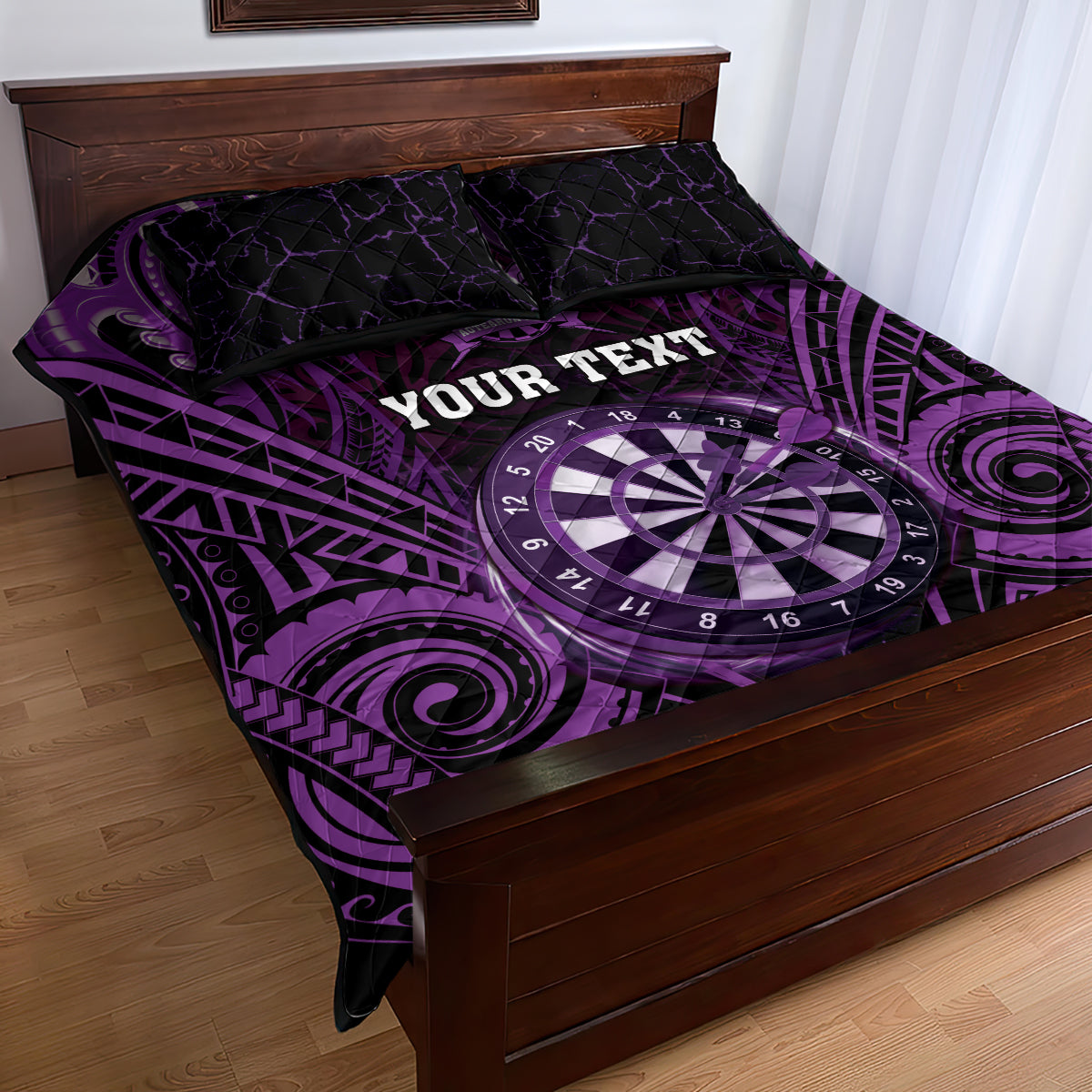 Personalised New Zealand Darts Quilt Bed Set Purple Dart Board Maori Pattern LT05 - Polynesian Pride