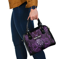 Personalised New Zealand Darts Shoulder Handbag Purple Dart Board Maori Pattern LT05 - Polynesian Pride