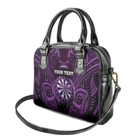 Personalised New Zealand Darts Shoulder Handbag Purple Dart Board Maori Pattern LT05 - Polynesian Pride