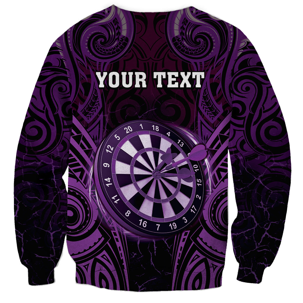 Personalised New Zealand Darts Sweatshirt Purple Dart Board Maori Pattern LT05 - Polynesian Pride