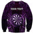 Personalised New Zealand Darts Sweatshirt Purple Dart Board Maori Pattern