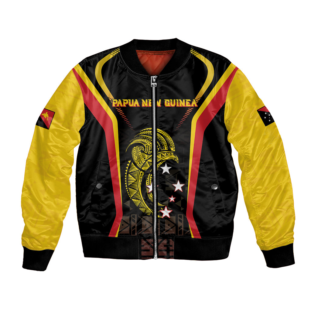 Custom Papua New Guinea Cricket Bomber Jacket 2024 World Cup LT05 Unisex Black - Polynesian Pride
