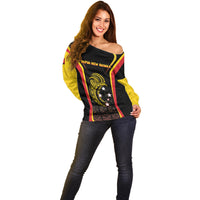 Custom Papua New Guinea Cricket Off Shoulder Sweater 2024 World Cup LT05 - Polynesian Pride