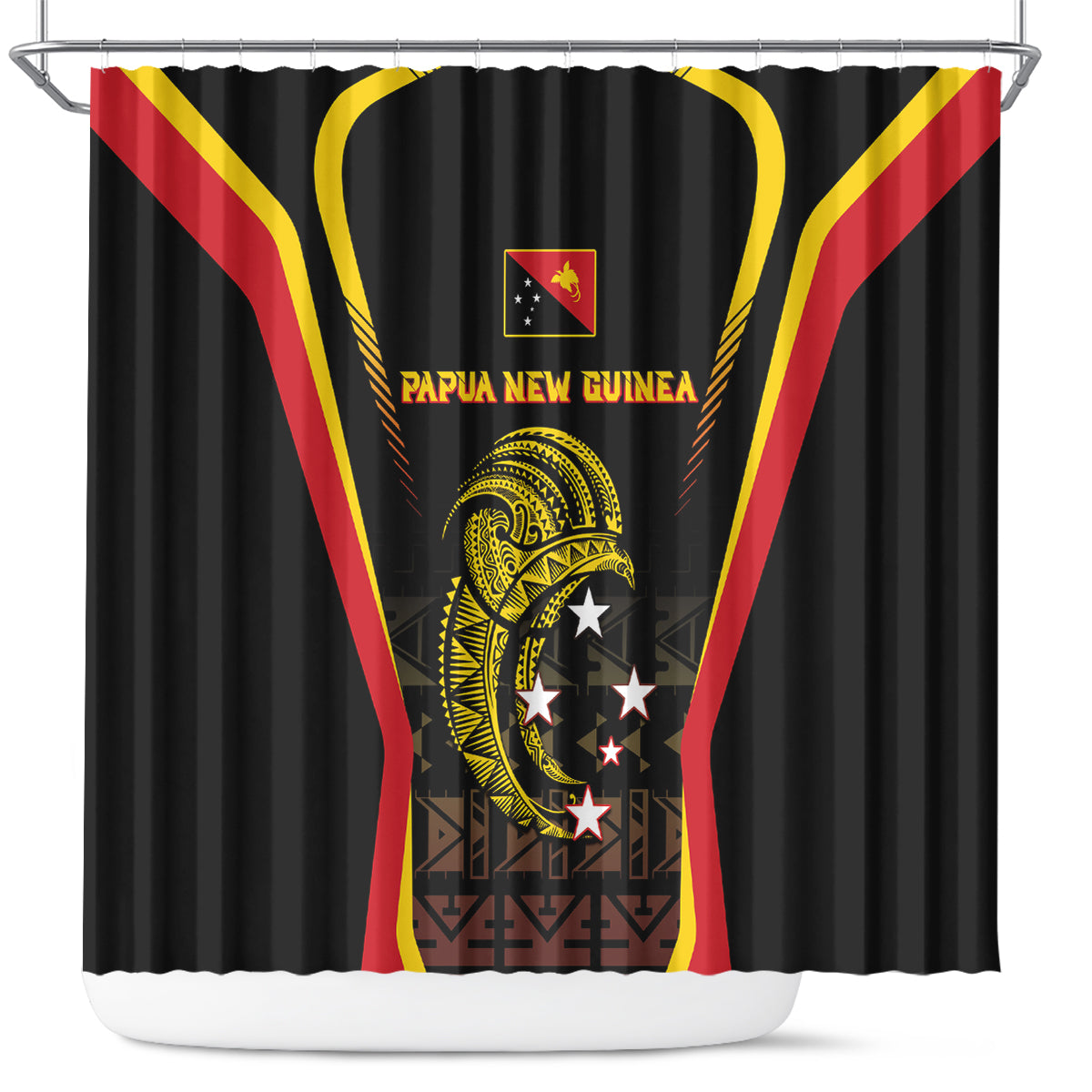 Papua New Guinea Cricket Shower Curtain 2024 World Cup LT05 Black - Polynesian Pride