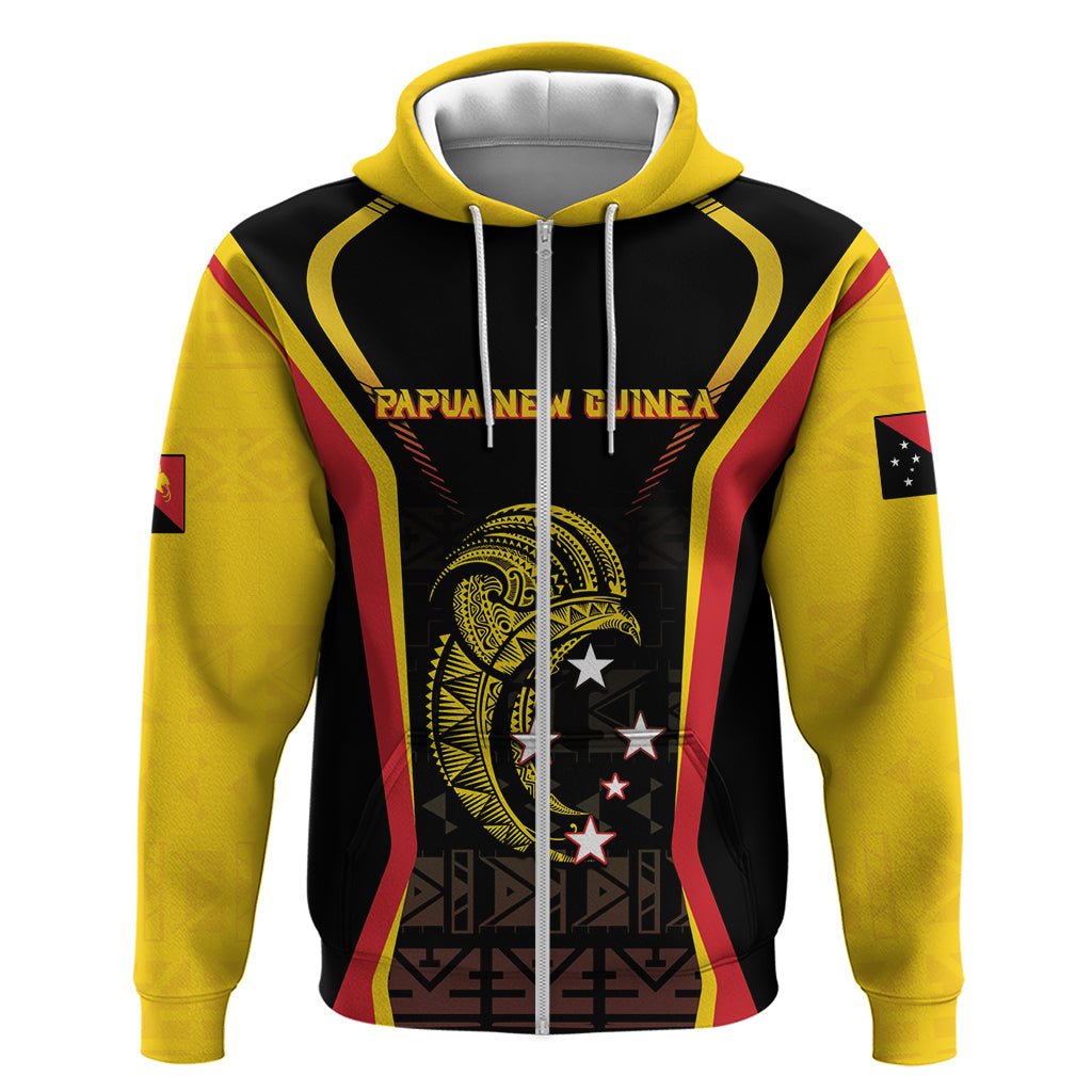 Custom Papua New Guinea Cricket Zip Hoodie 2024 World Cup LT05 Zip Hoodie Black - Polynesian Pride