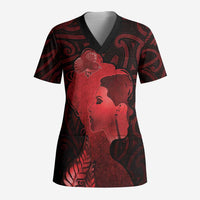Aotearoa Mana Wahine Scrub Top The Spiritual Power Of Women LT05 Adult Red - Polynesian Pride