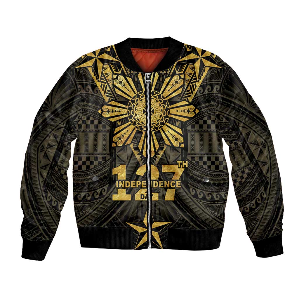 Personalised Philippines Independence Day Bomber Jacket Filipinos Sun Star Tribal LT05 Unisex Gold - Polynesian Pride